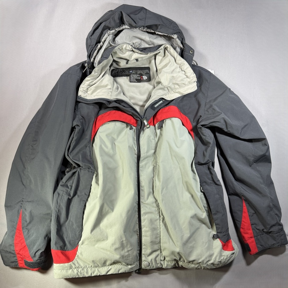VTG K2 Paradise Jacket Men MED Gray Y2K Sympatex Ski Snowboard Hood Coat Jacket
